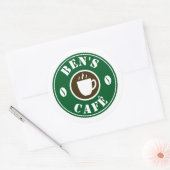 Custom stickers with coffee cup and beans logo (Envelope)