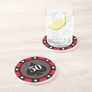 Custom stone coaster in shape of big poker chip