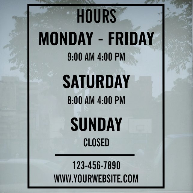 Custom Store Hours of Operation Shop Open Closed Window Cling (Creator Uploaded)