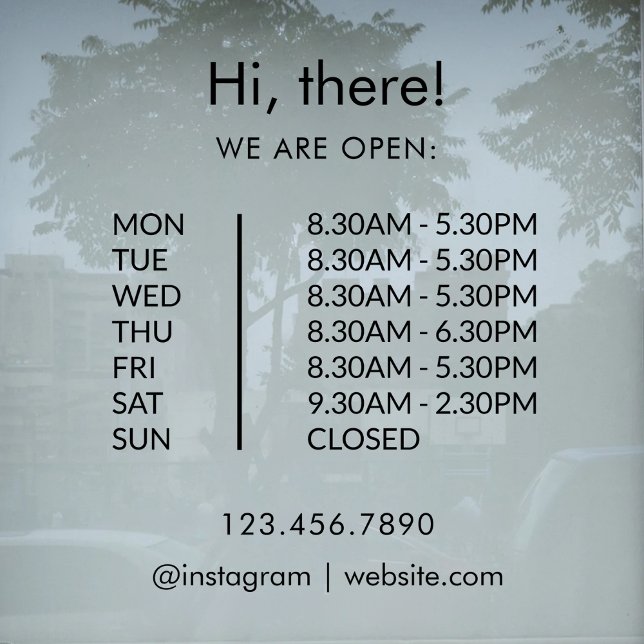 Custom Store Hours Open Closed Shop Opening Hours Window Cling (Creator Uploaded)