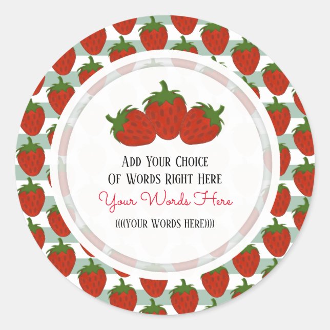 Custom Strawberry Classic Round Sticker (Front)