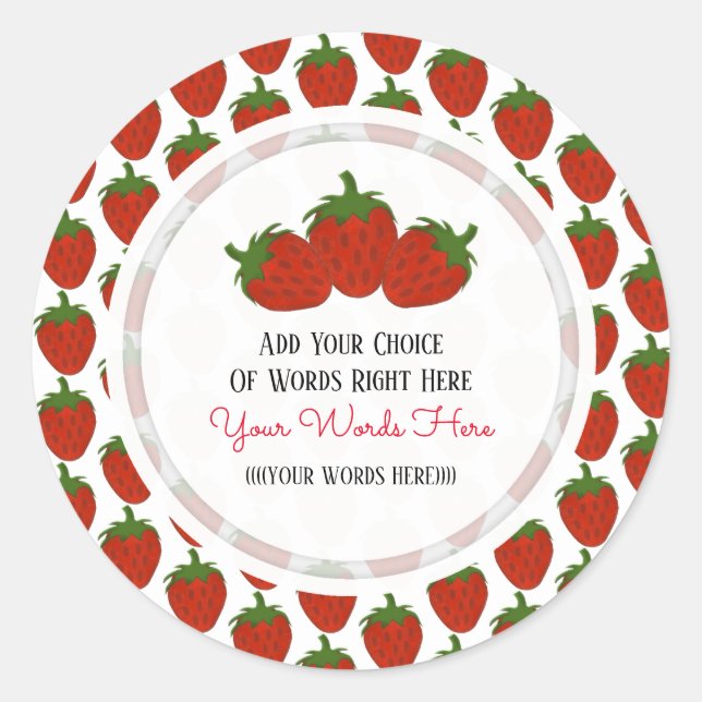 Custom Strawberry Classic Round Sticker (Front)