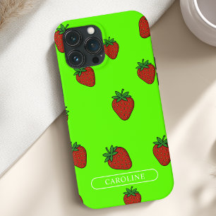 Custom Strawberry Green iPhone 13 Pro Max Case
