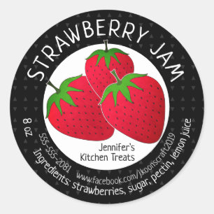 Custom Strawberry Jam Jelly Jars Classic Round Sticker
