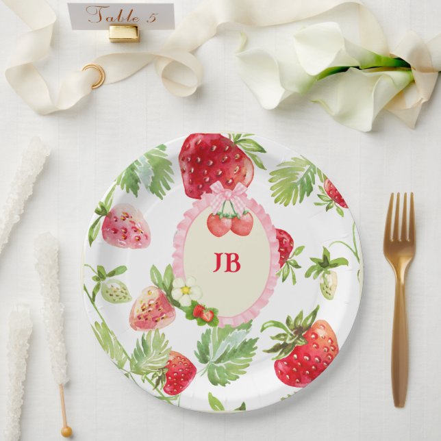 Custom Strawberry  Paper Plate (Wedding)