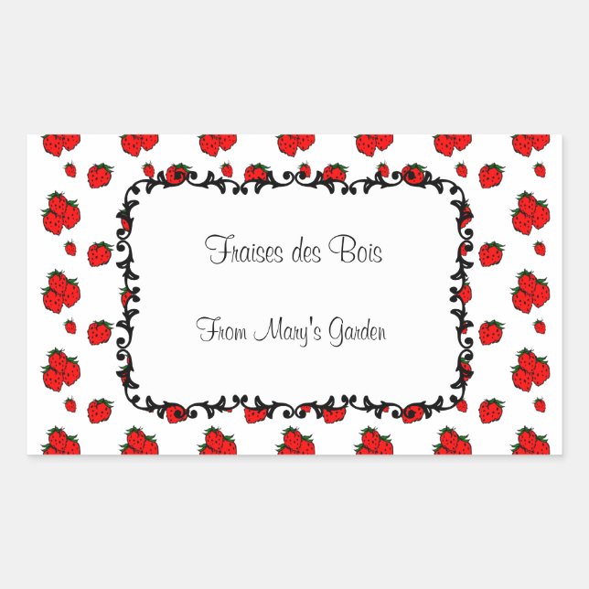 Custom Strawberry Pattern Canning Sticker (Front)