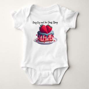 Custom Strawberry pun Berry Big and two Years Baby Bodysuit