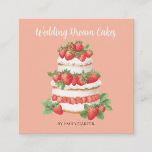 Custom Strawberry Wedding Cake Business Card