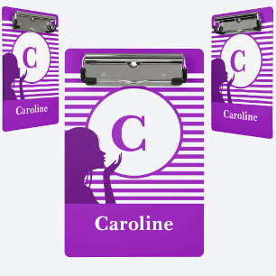 Custom Stripe Pattern   Modern Monogram Colourful Mini Clipboard