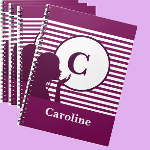 Custom Stripe Pattern   Modern Monogram Colourful Notebook