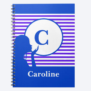 Custom Stripe Pattern   Modern Monogram Colourful Notebook