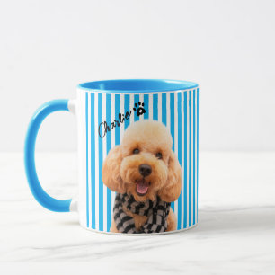 Custom Striped Pet Mug with Photo and Name Dog Mom