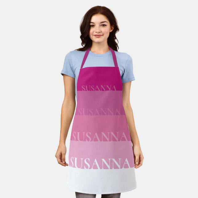 Custom Striped Pink Apron (Worn)