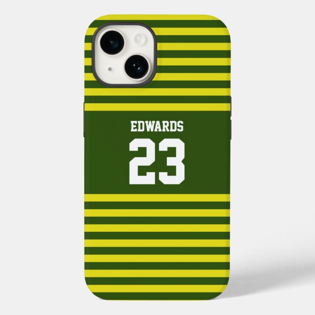Custom Striped Sports Numbered With Name Case-Mate iPhone Case (Back)