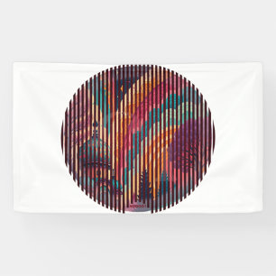 Custom Striped Sunset Art Banner