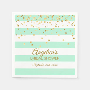 Custom Stripes Mint Green Rose Gold Bridal Shower Napkin