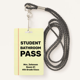 Custom Student Bathroom Pass Badge