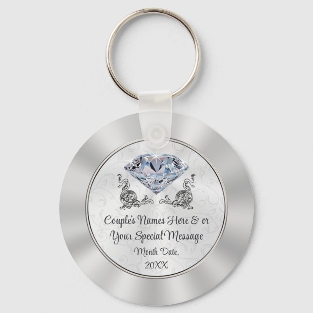Custom Stunning yet Cheap Diamond Wedding Favors Keychain (Front)