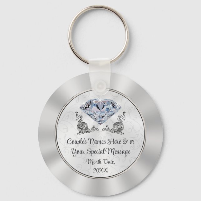 Custom Stunning yet Cheap Diamond Wedding Favours Keychain (Front)