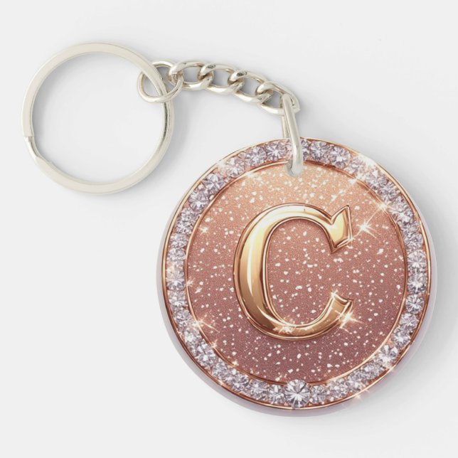 Custom Style Monogram C Letter Gift Idea Keychain (Front)