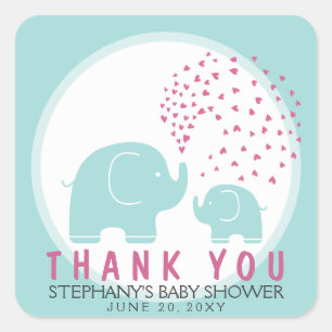 Custom Stylish Blue Elephants Thank You Stickers