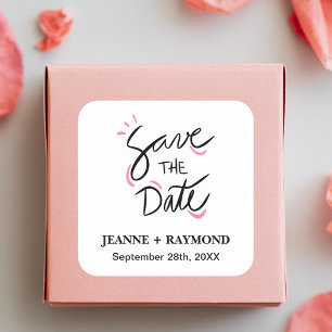 Custom Stylish Calligraphy Wedding Save the Date Square Sticker