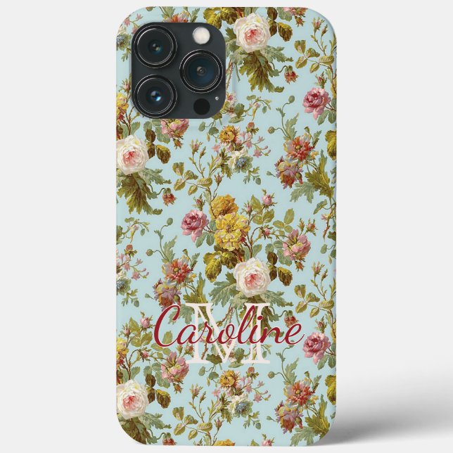 Custom Stylish Chic Pink Rose Flower Art Pattern Case-Mate iPhone Case (Back)