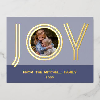 Custom Stylish Chic Violet Purple Minimalist Gold Foil Holiday Postcard