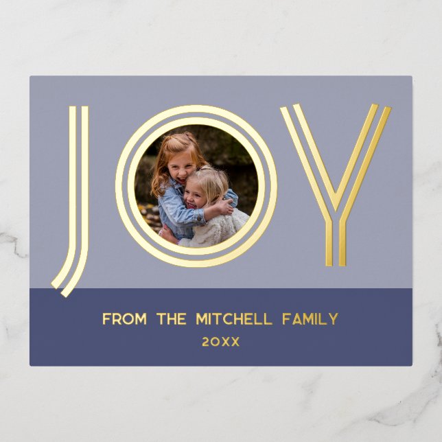 Custom Stylish Chic Violet Purple Minimalist Gold Foil Holiday Postcard (Front)