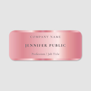 Custom Stylish Design Template Rose Gold Glamorous Name Tag
