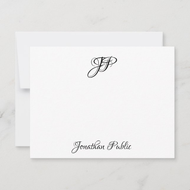 Custom Stylish Hand Script Text Monogrammed Card (Front)