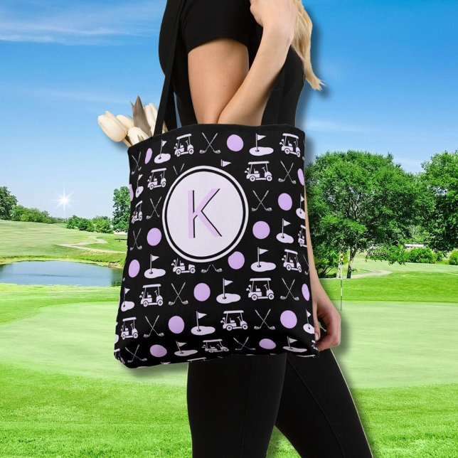 CUSTOM STYLISH LADY GOLFER MONOGRAM TOTE BAG (Creator Uploaded)