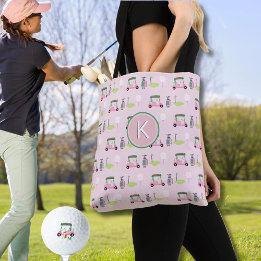 CUSTOM STYLISH LADY GOLFER MONOGRAM TOTE BAG