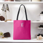 Custom Stylish Monogram Typography Hot Pink Tote Bag<br><div class="desc">A beautiful tote bag design with an elegant stylish representation of your name and monogram with classic serifs and a more ornate script typography in a balanced symmetry. The three elements blend together with a lovely harmony and create your own personal branding logo. Shown here with a popular hot pink...</div>