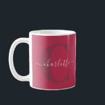 Custom Stylish Monogrammed Name Magenta Red Coffee Mug<br><div class="desc">Sip your favourite beverage in style with this elegant personalized mug featuring a rich burgundy design and delicate script font showcasing your name. Perfect for adding a touch of sophistication to your morning coffee or gifting to someone special, this mug combines functionality with a timeless aesthetic. Ideal for those who...</div>