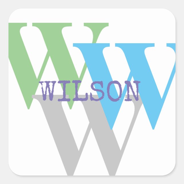 custom stylish name monogram minimal square sticker (Front)