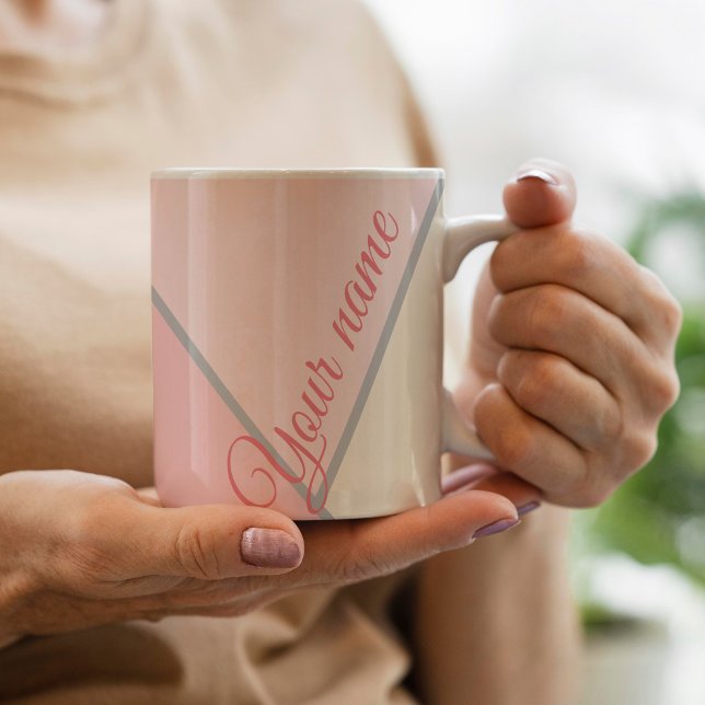 custom Stylish pink monochrome Colorblock pattern Coffee Mug (Creator Uploaded)