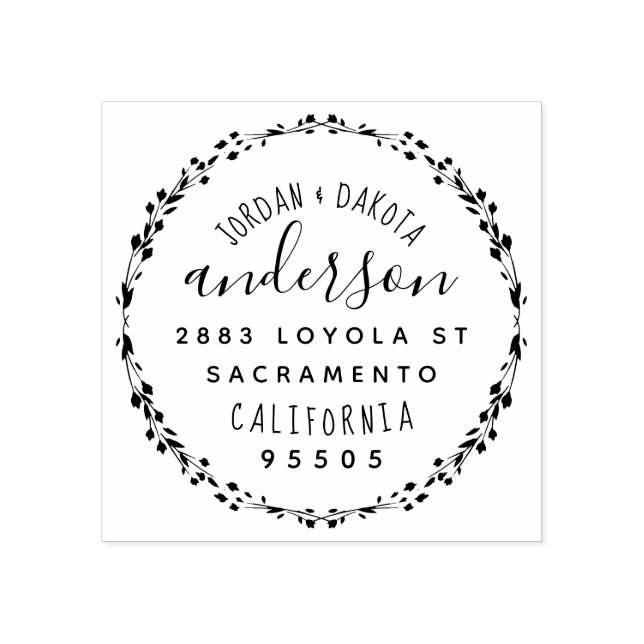 Custom Stylish Script Married Couple Address Rubber Stamp (Imprint)