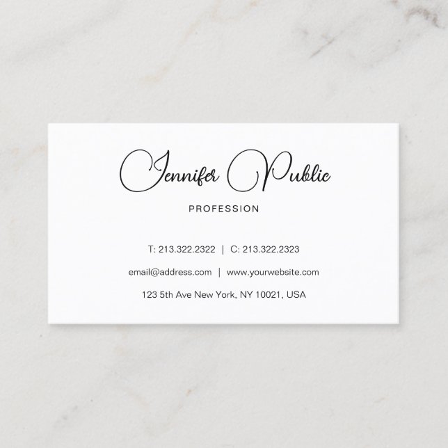 Custom Stylish Simple Modern Typography Template Business Card (Front)