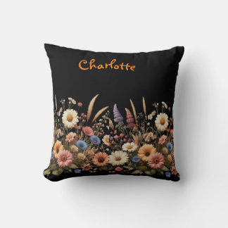 Custom stylish wildflowers  throw pillow