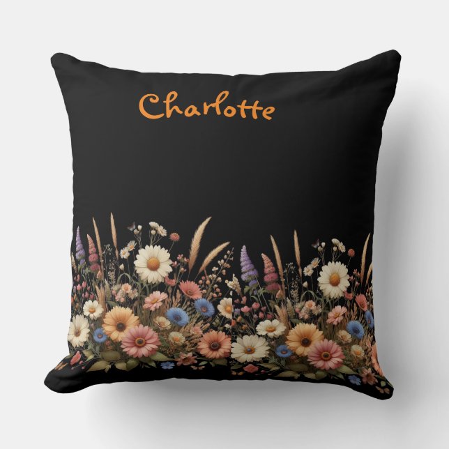 Custom stylish wildflowers  throw pillow (Front)
