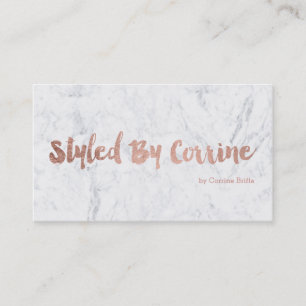 Custom stylist modern rose gold typography marble business card
