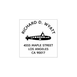 Custom Submarine Round Return Address Rubber Stamp