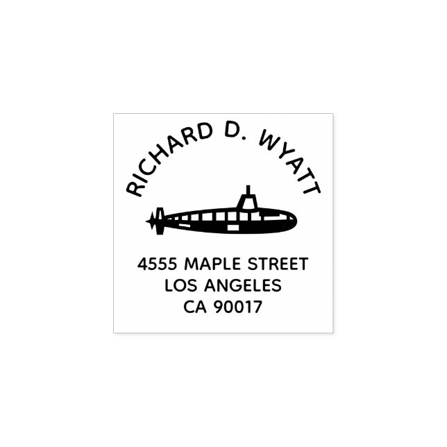 Custom Submarine Round Return Address Rubber Stamp (Imprint)