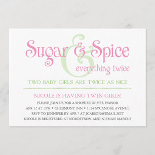 Custom Sugar & Spice Twins Baby Shower Invitation