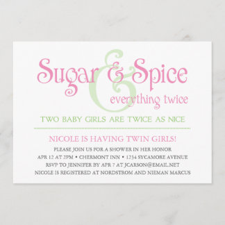 Custom Sugar & Spice Twins Baby Shower Invitation