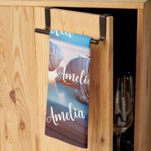 Custom Summer Beach Elegant Kitchen Towel