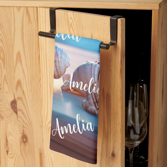 Custom Summer Beach Elegant Kitchen Towel (Thirds Fold)