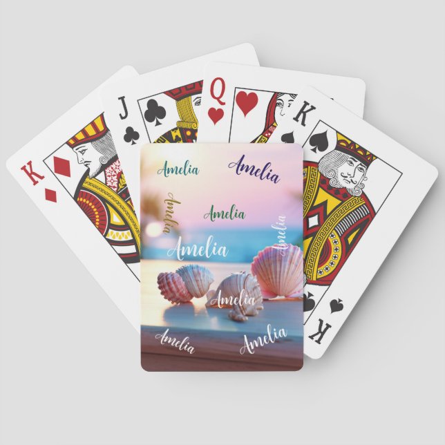 Custom Summer Beach Elegant Playing Cards (Back)