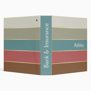 Custom Summer Colour Block Stripes Binder
